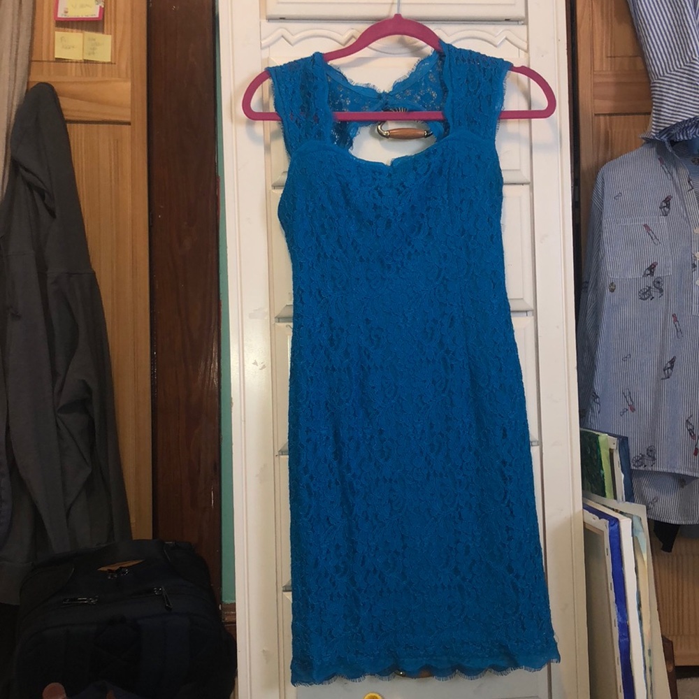 Gorgeous turquoise blue lace dress